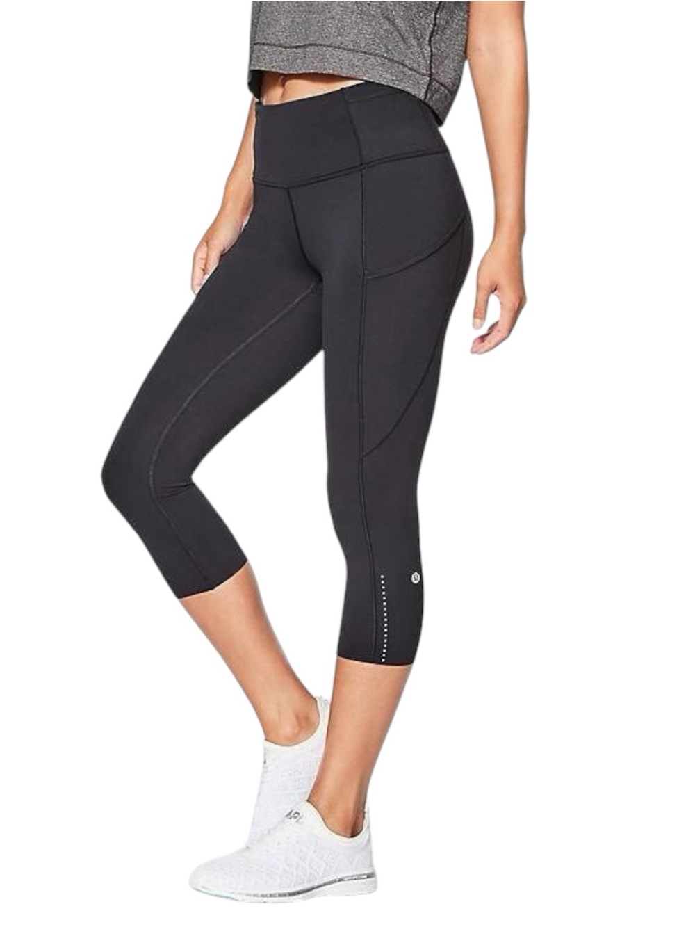Lululemon Fast and Free 19” Reflective Crop Legging Black Sz 10 Like New - Picture 2 of 10